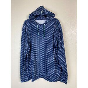 Rhoback Men Pullover Hoodie size XL Golf Cart Palm Tree Blue Novelty Performance